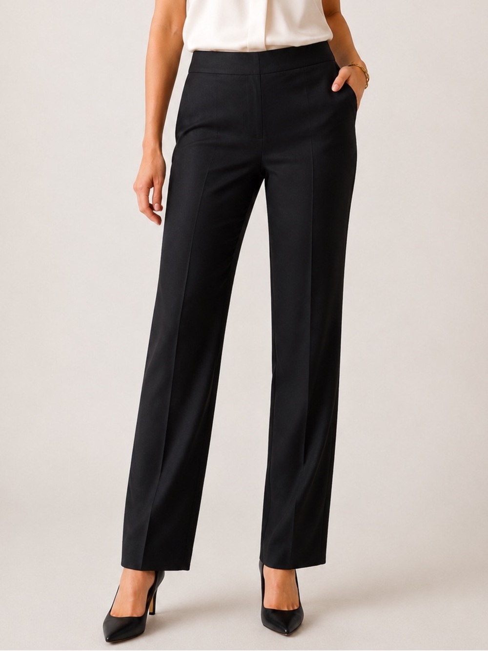 Ann Taylor 100% Silk Black Dress Pants Size 6 Straight Leg